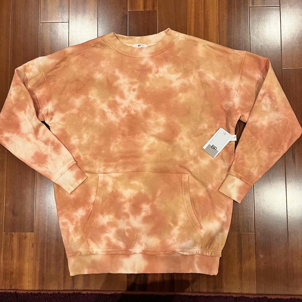 BP Nordstrom Sweatshirt Tie Dye Orange Pink Long Sleeve New Size XS Extra Small